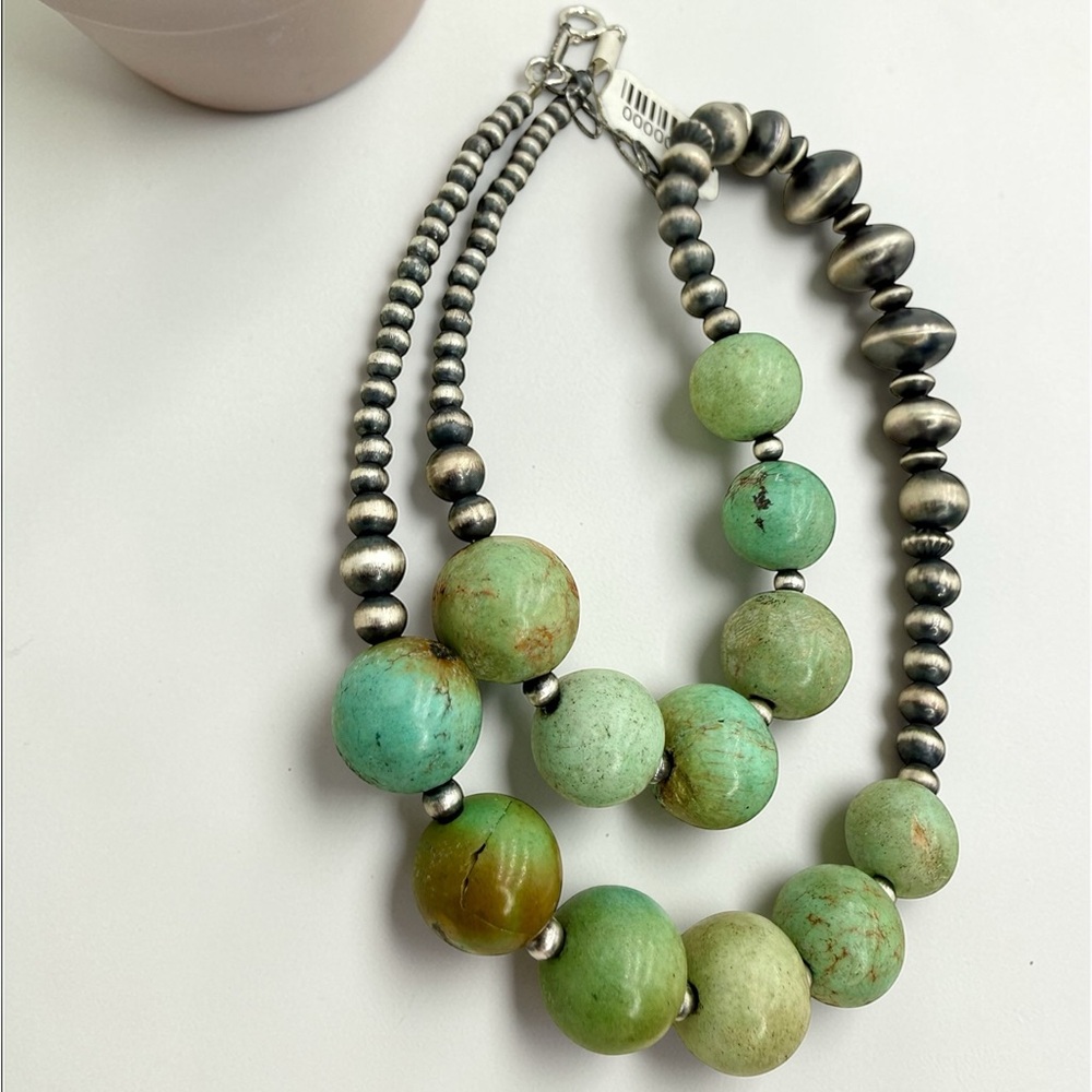 NWT Navajo Sterling Silver & Turquoise Beaded Necklace 18–20” Navajo Pearls - Picture 14 of 17